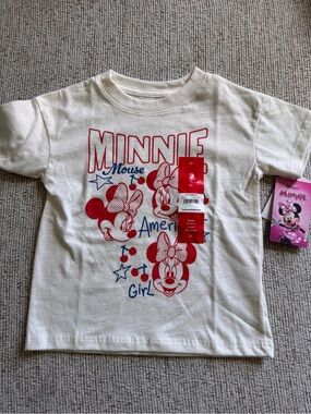 Disney Minnie Mouse White Tee with Red and Blue Graphic